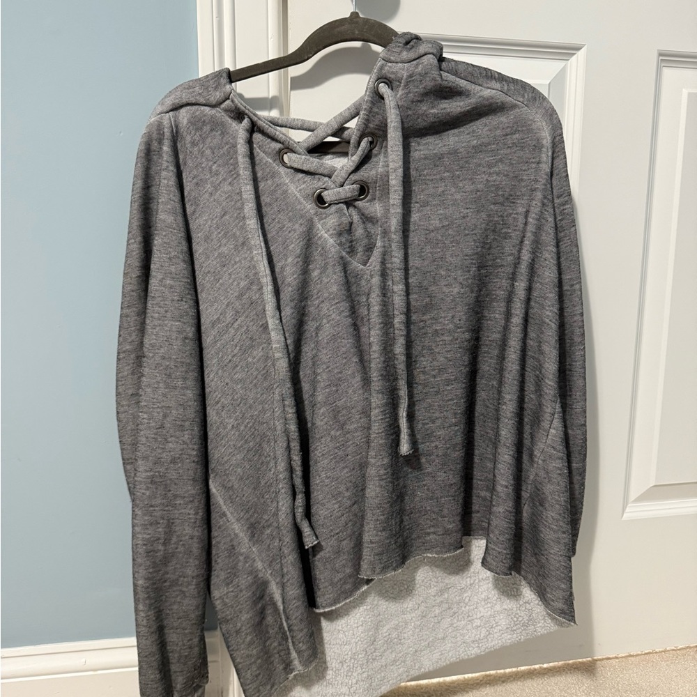 Wildfox Charcoal Lace-Up Hoodie